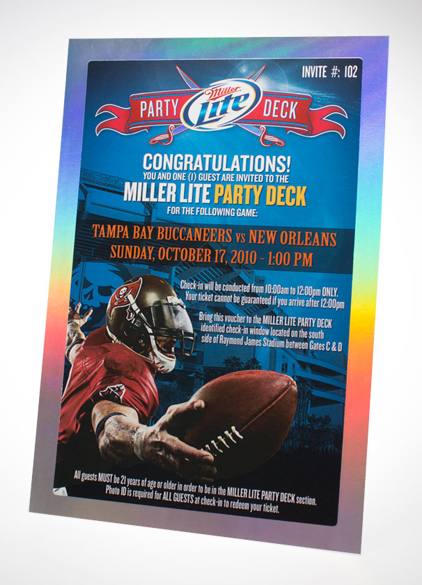 Your Tickets to the Miller Lite Party Deck