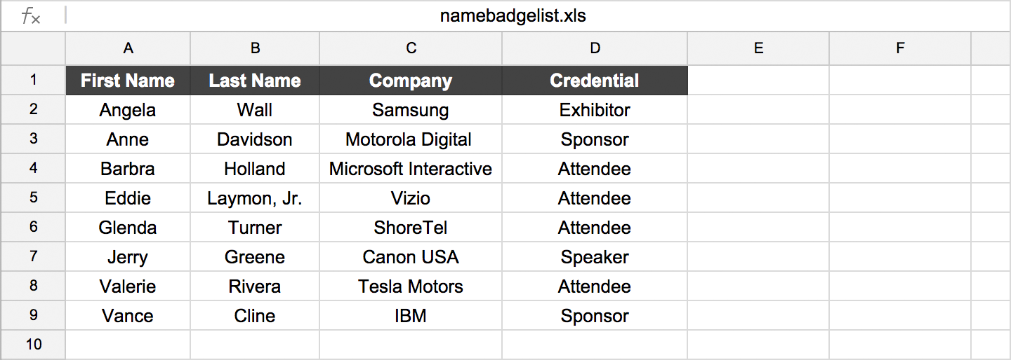 ACCESS Event Solutions Spreadsheet Example1 V2