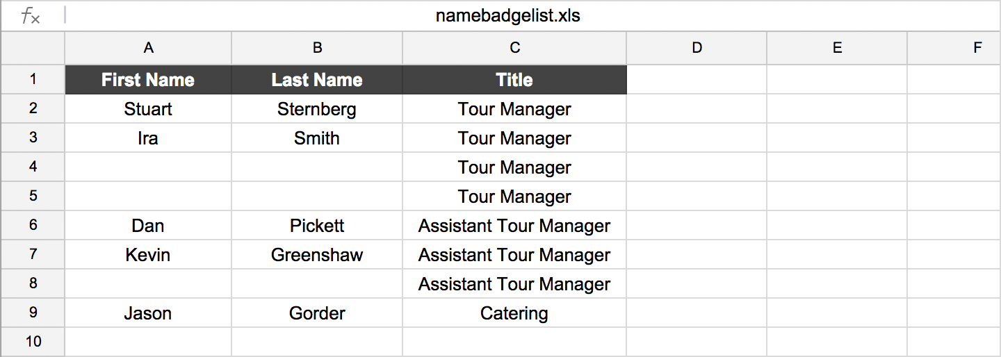 ACCESS Event Solutions Spreadsheet Example2