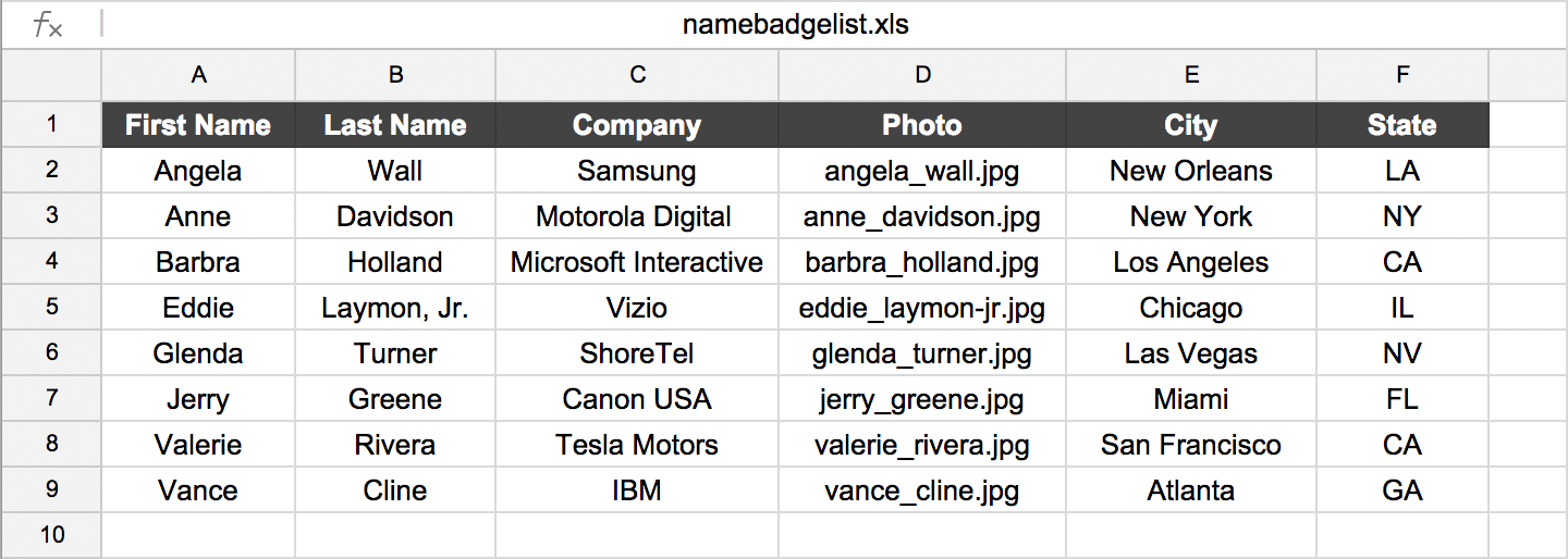 ACCESS Event Solutions Spreadsheet Example3